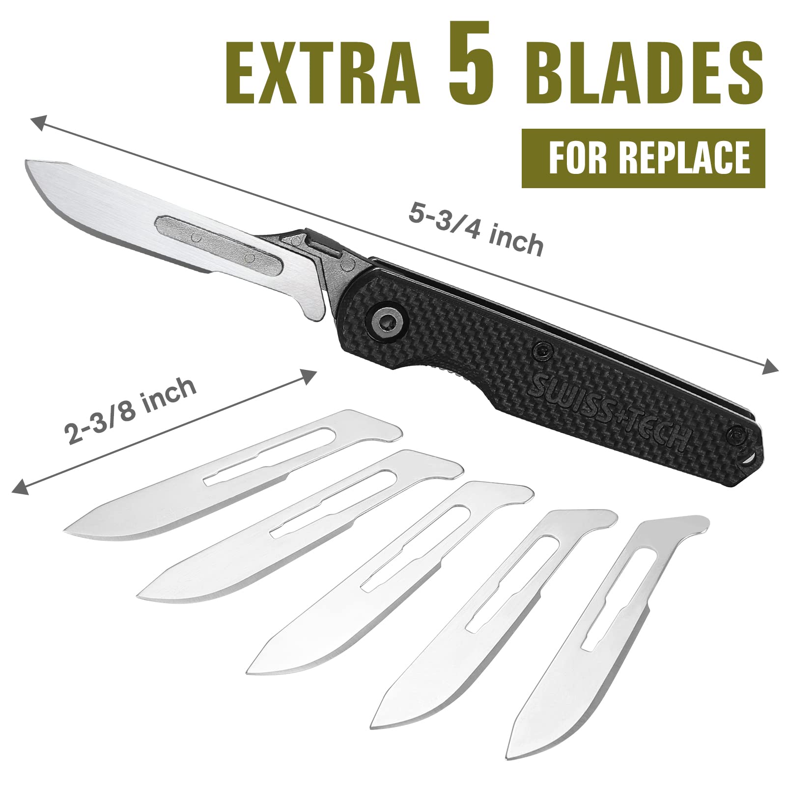 Buy Swiss+Tech 3.5 Inch Replaceable Blade Hunting Knife, Folding