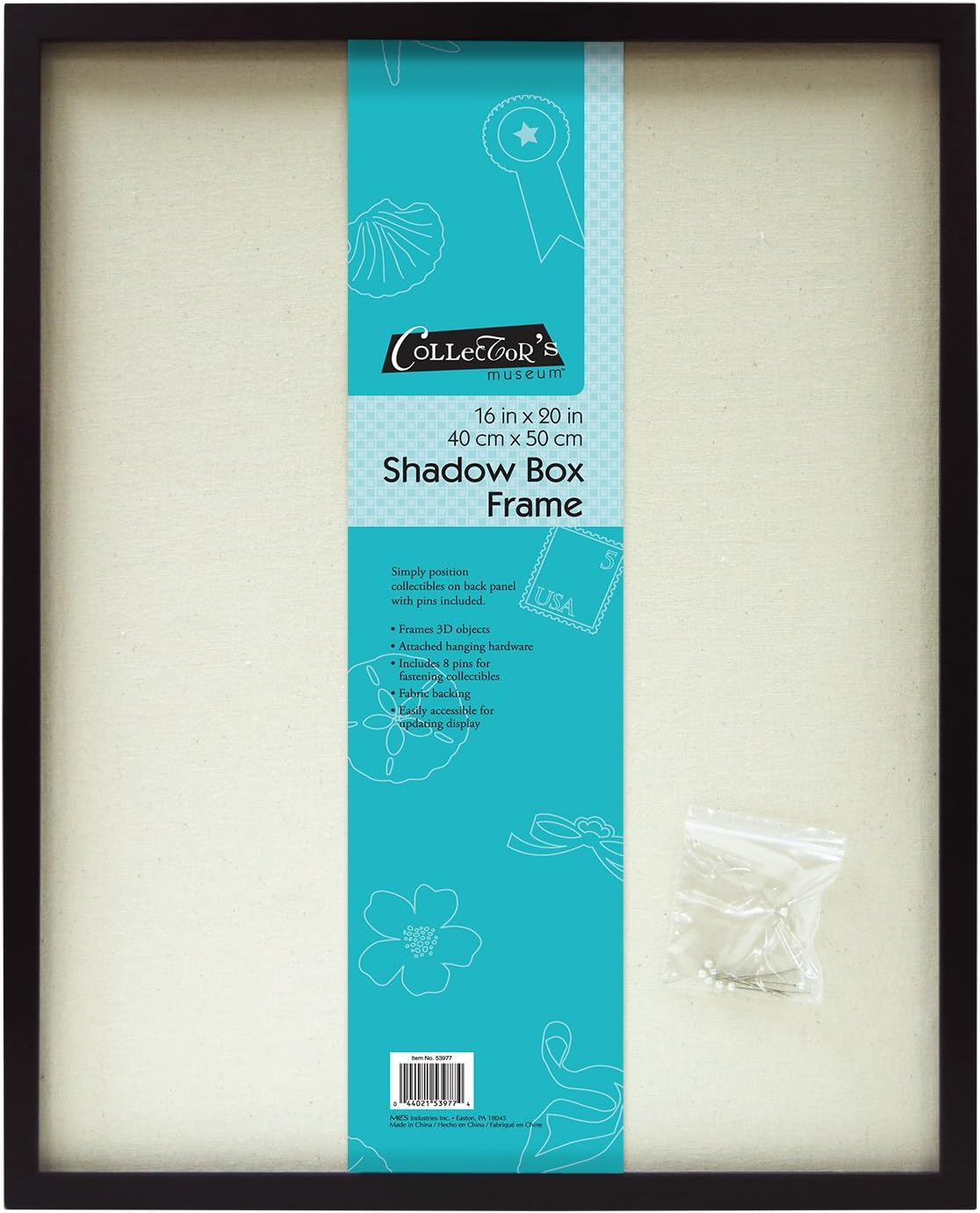 MCSLinen Lined Shadow Box Frame, 16x20, Black