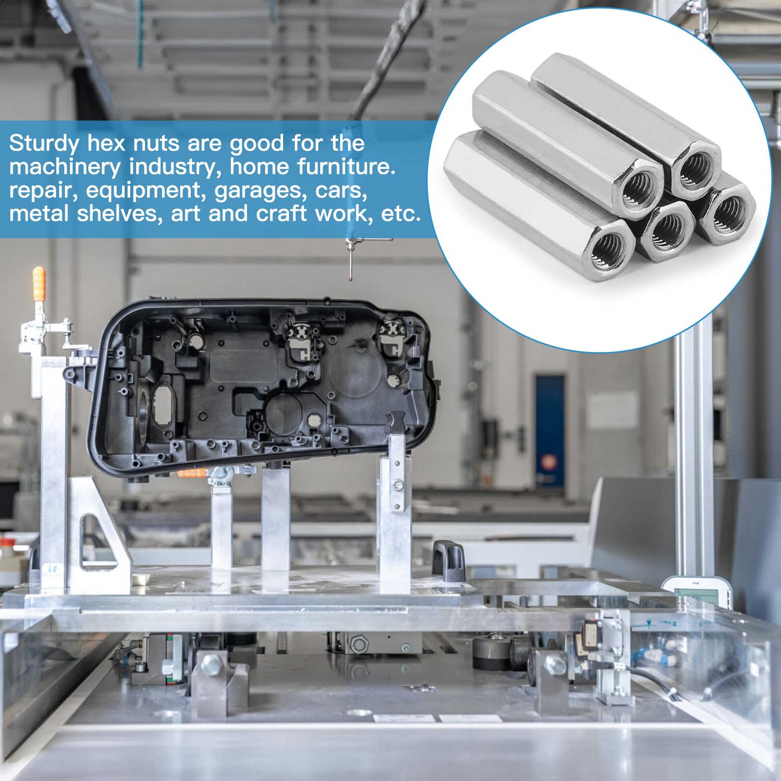 LALAGO 20 Piezas M6 x 40mm Tuercas de Unión Largas de Acero Inoxidable VA V2A A2, Tuerca para Atornillar Manguitos de Unión Hexagonales, Tornillos de Tuerca Cruzados Manguitos Roscados