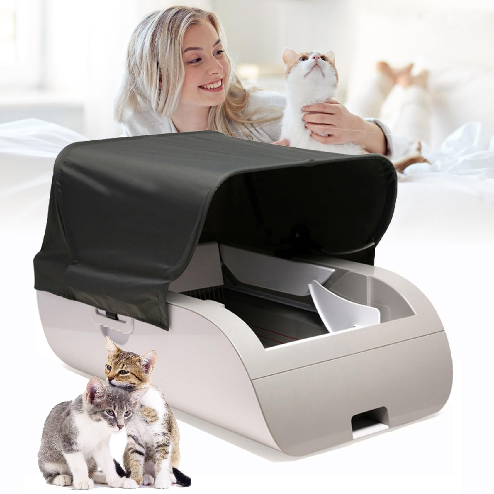 Arenero Autolimpiable para Gatos Bandeja De Arena Autolimpiable Para Gatos, Arena Automática Grande, Inodoro Inteligente Autolimpiable Con Control Por Aplicación, Caja De Arena Silenciosa Y Limpia Con