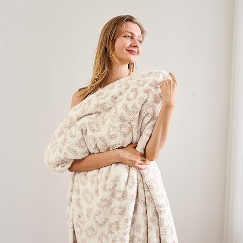 Miniatura 8 de Qeils Manta de cama, manta de microfibra con estampado de leopardo, manta de punto súper suave para sofá, silla, cama, campamento, picnic, viajes,