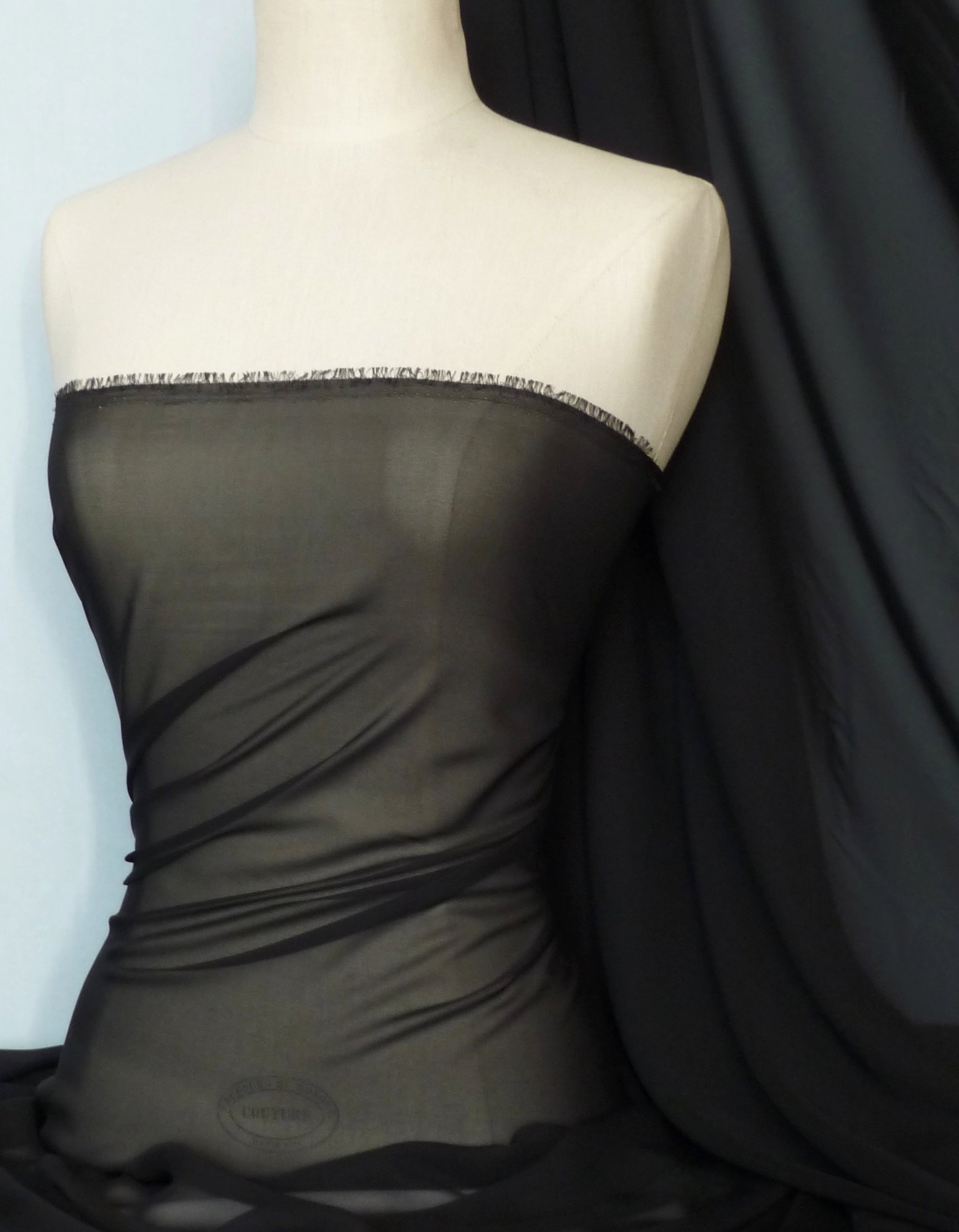 Tia Knight Inspired Fabrics Black Chiffon Soft Touch Sheer Fabric Material | 156 Cm Wide Approx | Sold By The Metre | Same Day Dispatch | By Tia Knight (Black)