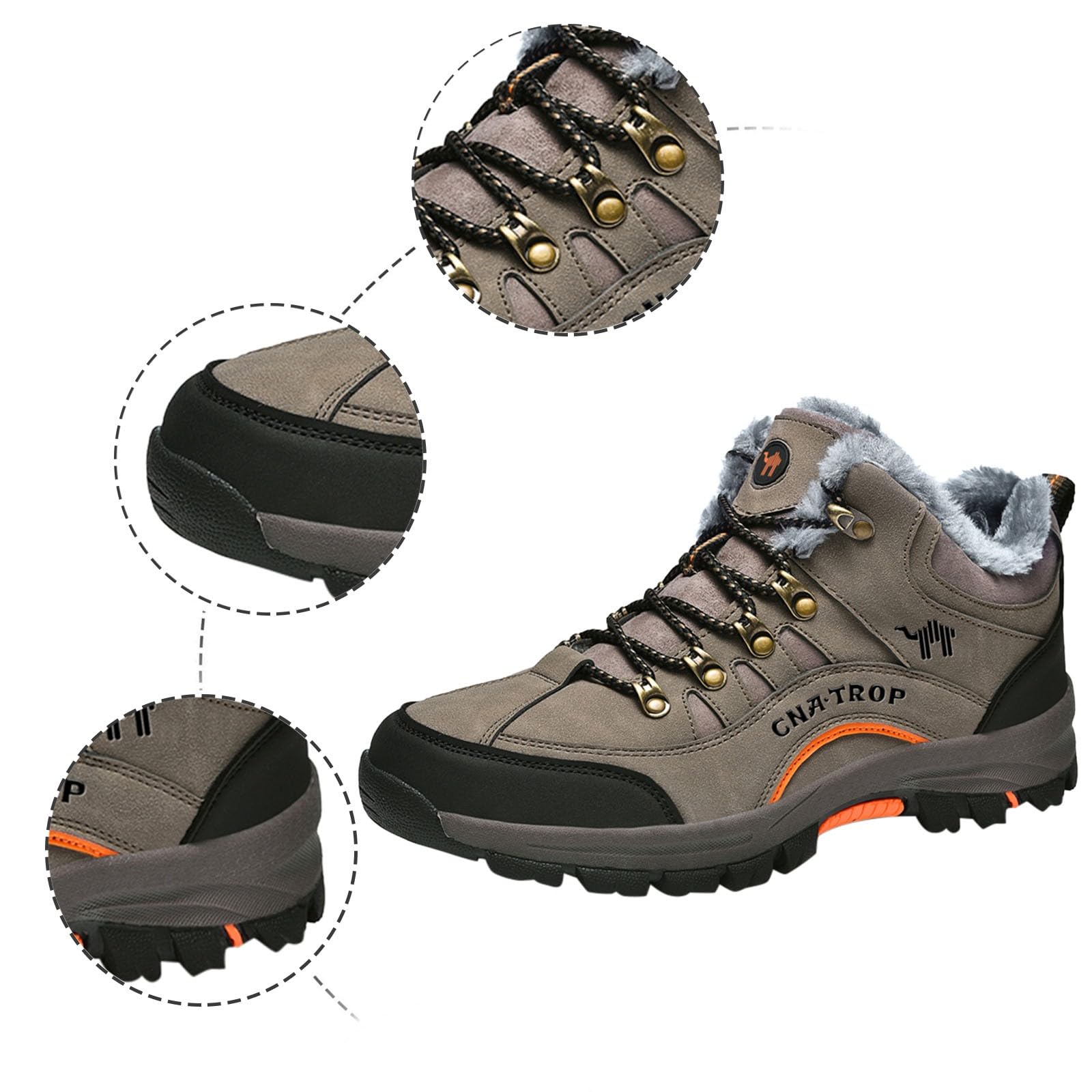 Herren Sport Schuhe - Herren Winter Freizeitschuhe Sportive Schnürstiefel Warme Baumwollgefütterte Outdoor-Aktivitäten