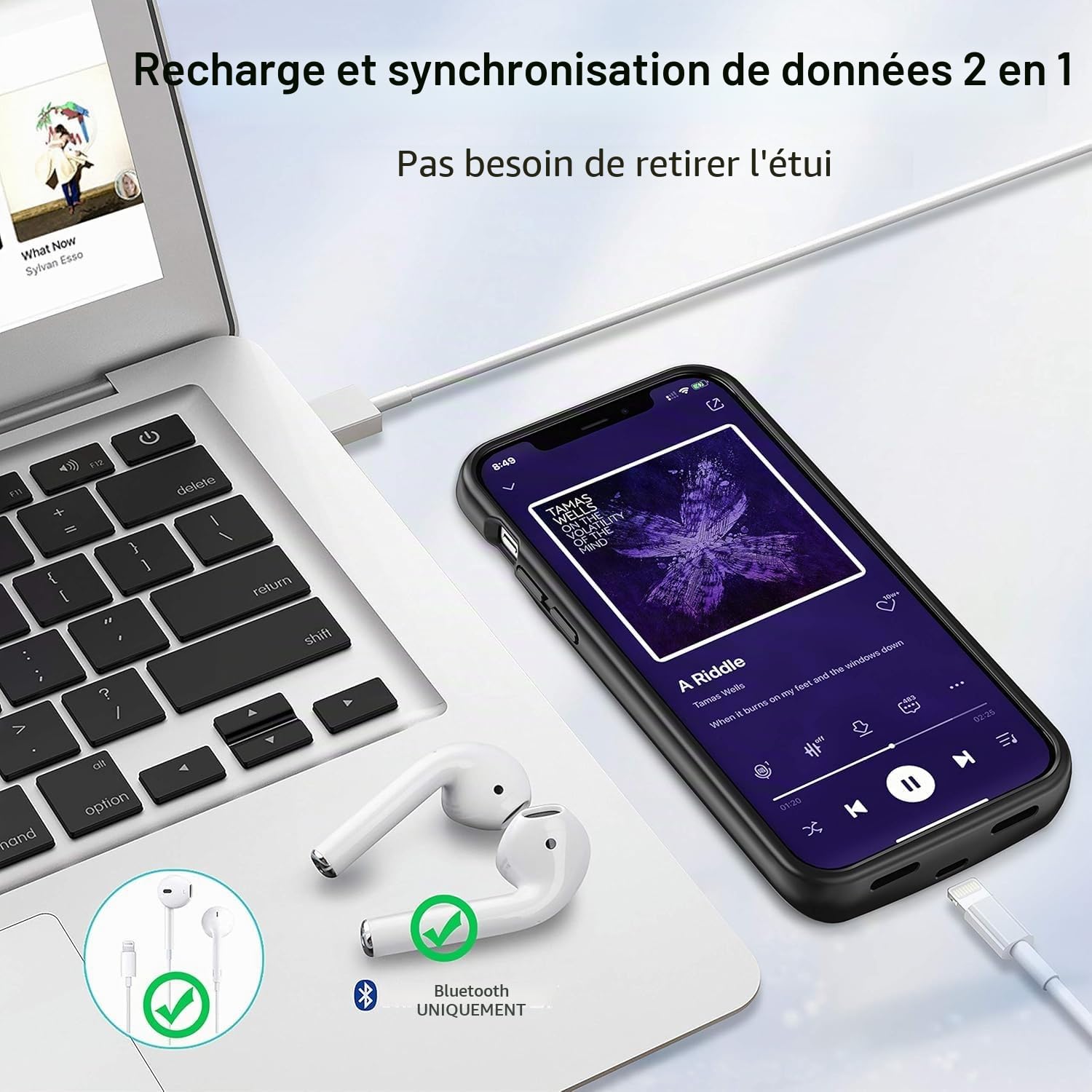 Coque de batterie pour iPhone 13/13Pro/14, 13800 mAh ultra fine, chargeur de batterie rechargeable et extensible
