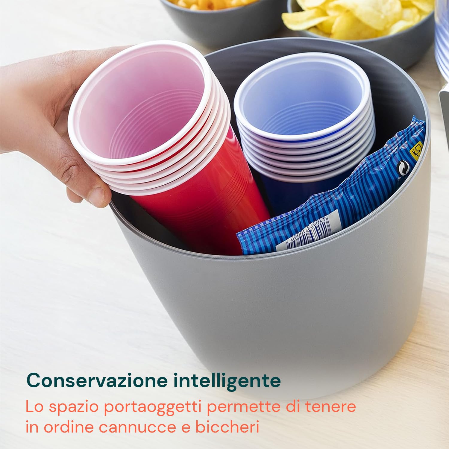 Wintem - Dispenser Bevande con Rubinetto Antigoccia da 4L per Uso Esterno e Interno, con Contenitori Ghiaccio Integrati, Facile da Pulire, Ideale per Feste, Picnic e Uso Quotidiano