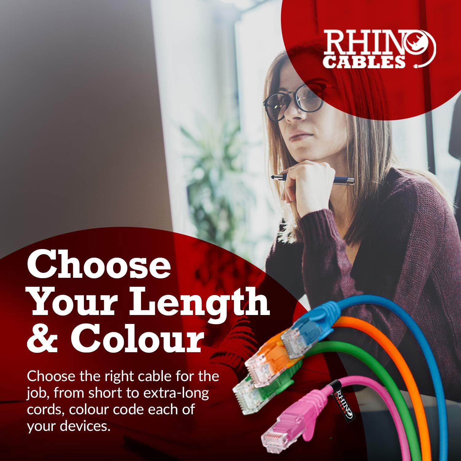 rhinocables CAT 6 High-Speed Gigabit Ethernet Cable - Patch Network Lead for LAN| Snagless UTP With LSZH Jacket | RJ45 Connector - Internet, Router, Modem, Smart TV, PC & More (2m, White, Pack of 1) - 4