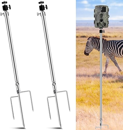 Soporte para cámara de juego de sendero, grueso, plegable, de acero inoxidable, soporte de estaca para cámara, soporte ajustable de 360, poste de