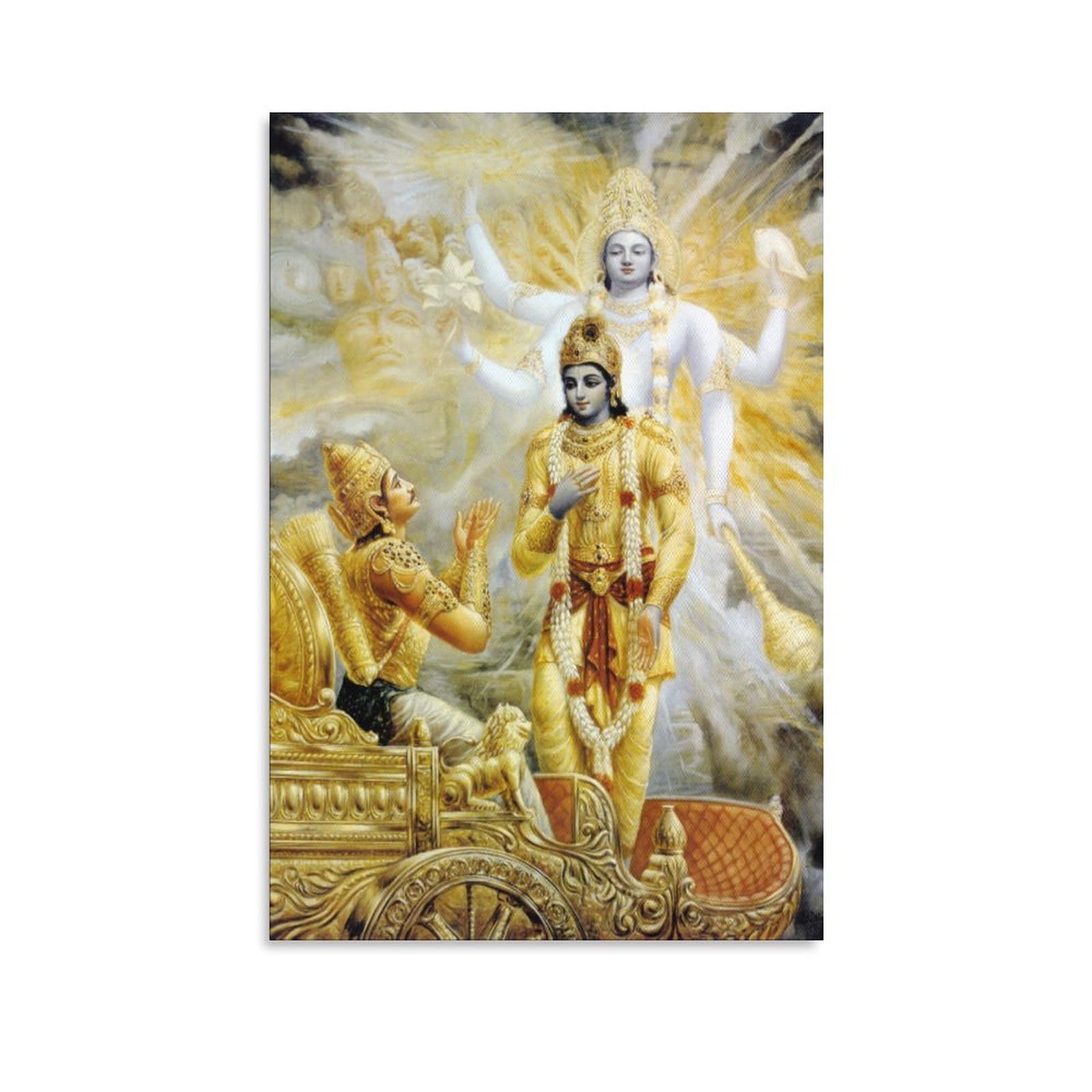 Battle Lord Krishna Arjuna Mahabharata Room Aesthetics Canvas Posters for Bedroom Sports Office Wall Art Decoration Gifts Printing 12x18 Inches (30x45cm)