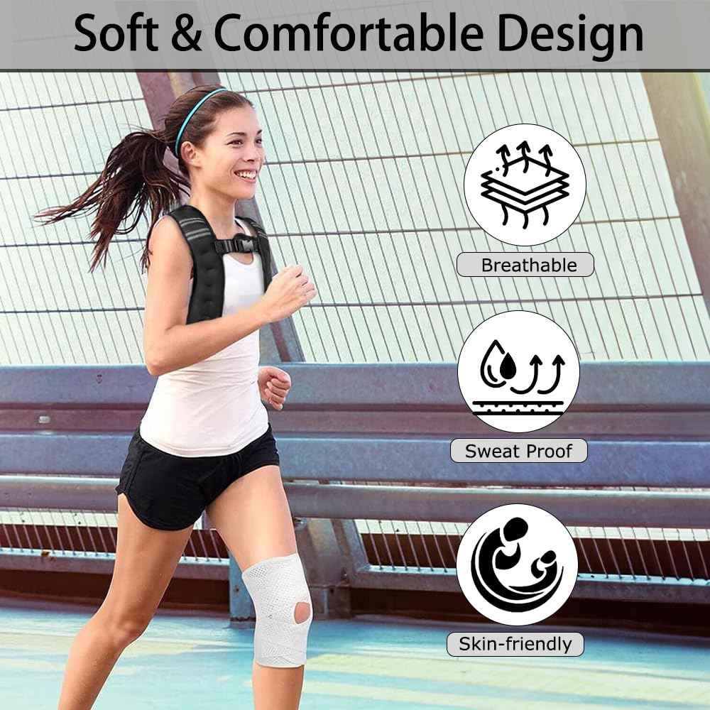 RitFit Gilet lesté, 1,8 kg/3,6 kg/4,5 kg/5,4 kg/6,8 kg/9,1 kg avec bandes réfléchissantes, gilet lesté réglable pour homme et femme, entraînement, musculation, course, fitness, jogging, marche