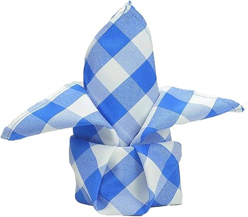 Miniatura 7 de Efavormart - Paquete de 25 servilletas de tela escocesa azulblanco, estilo guingán, 15 x 15 pulgadas