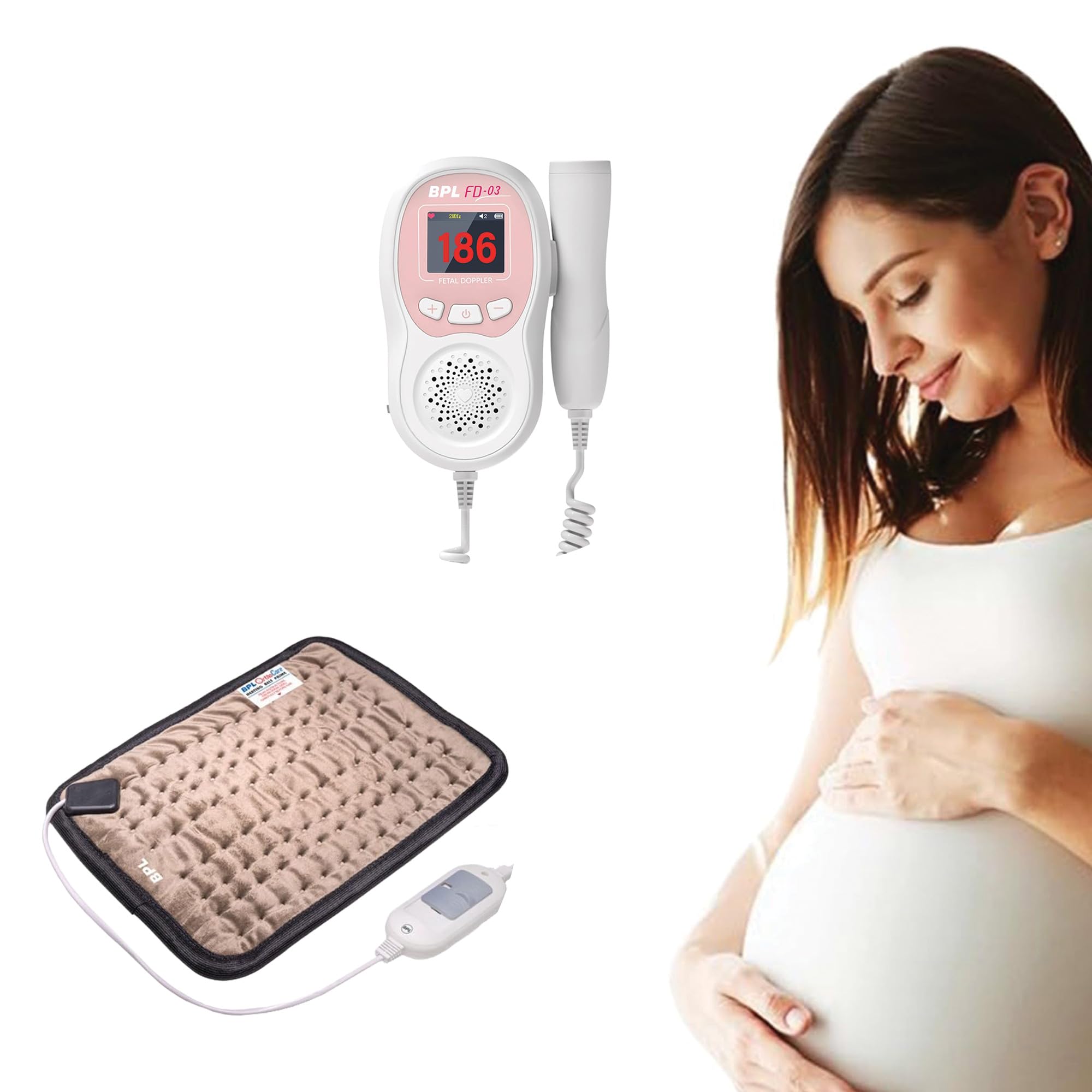 BPL Medical Technologies Pre-Pregnancy Combo - FD-03 Fetal Doppler + Orthopaedic Electric Heating Belt - XL-image-41