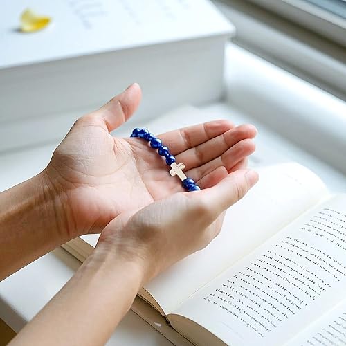 Miniatura 4 de Jucoan 240 cuentas cruzadas, cuentas espaciadoras de cruz blanca y turquesa, cuentas gruesas, mini dijes de cruz religiosa para joyería, collares,