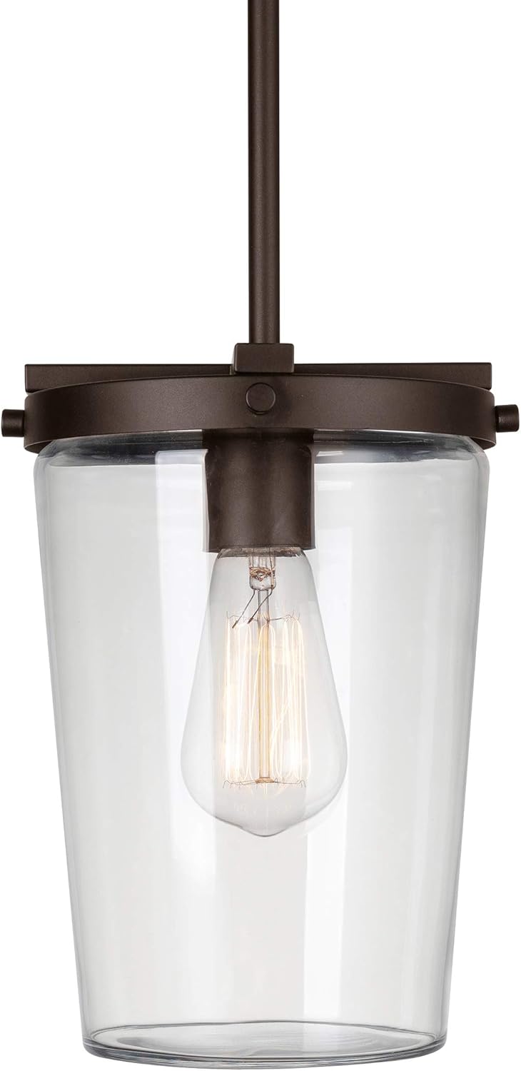 GLOBE Electric 44635 1-Light Outdoor Pendant, Bronze, Clear Glass Shade, Bulb Included
