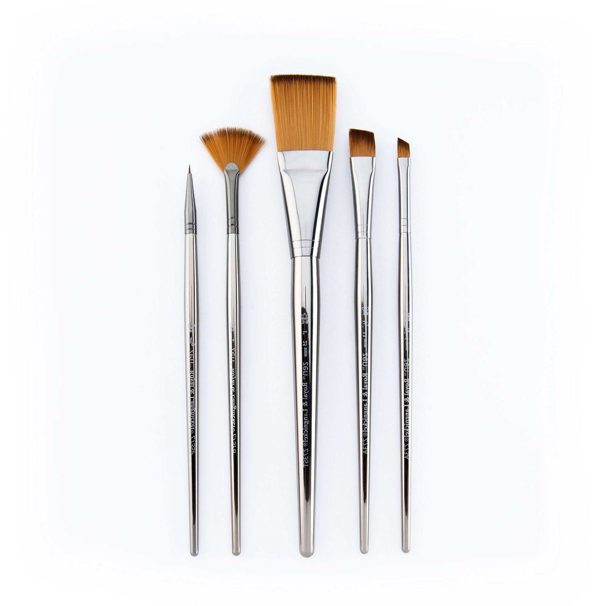 Royal & Langnickel Zen 5pc Standard Handle Brush Set, Includes - Stroke, Fan, Angular & Spotter Brushes