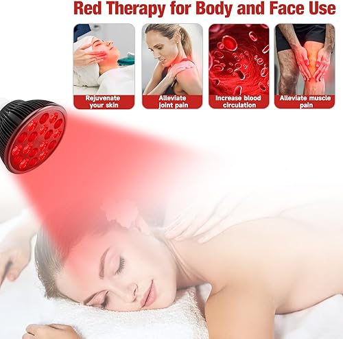 Miniatura 3 de Bombilla de Terapia de Luz Roja, Terapia de Luz Roja para Uso Corporal y Facial, 18 LEDs de 660nm Rojo y 850nm Infrarrojo Cercano, Lámpara de
