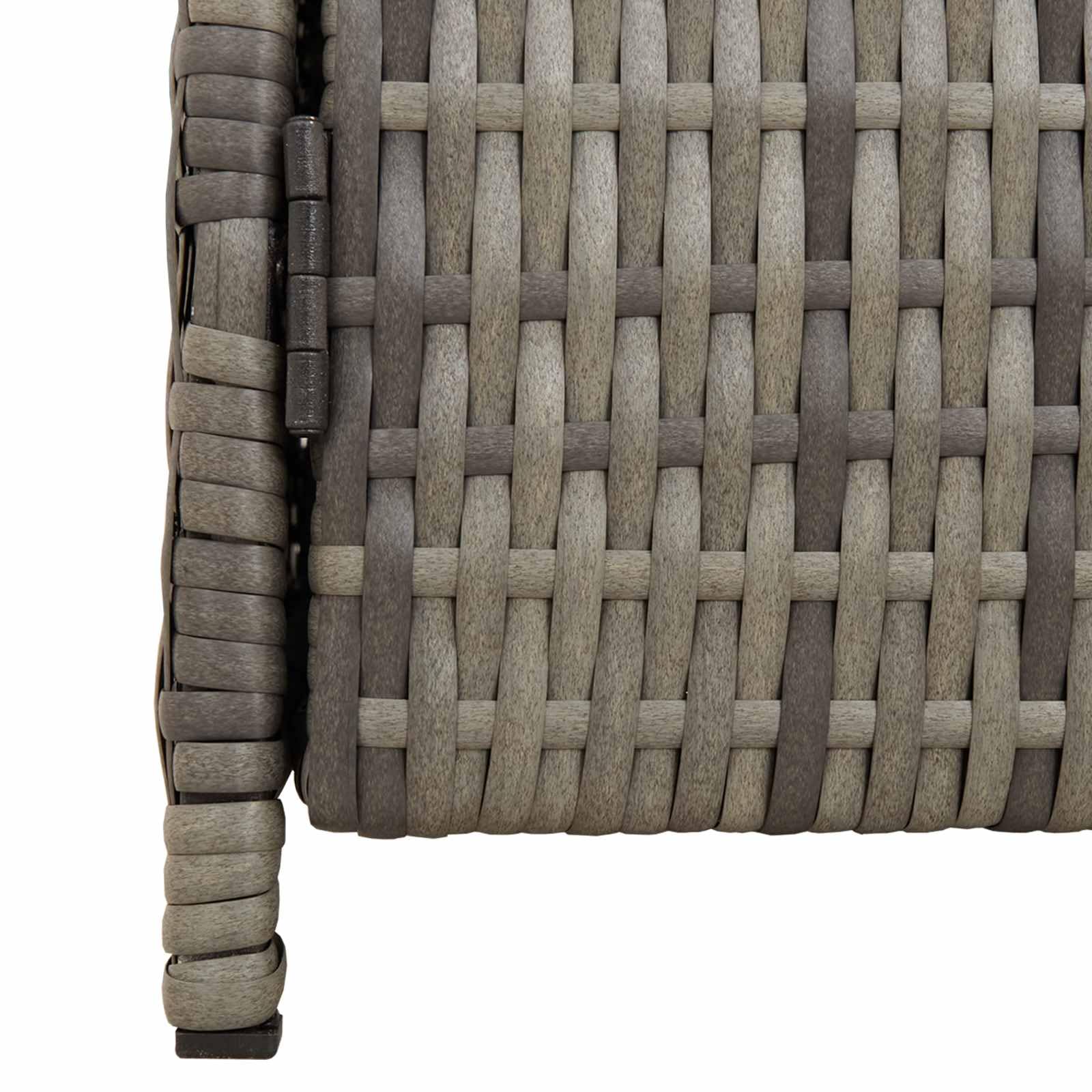 Armadio con anta, grigio, 70 x 50 x 87 cm, poliestere Roly rattan, telaio in acciaio verniciato a polvere, con 3 ripiani, per interni ed esterni, per soggiorno, ufficio, sala da pranzo