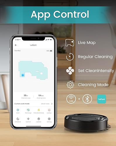 Miniatura 2 de Lefant Robot aspirador con potente succión de 2200 Pa, 120 minutos, sin enredos, WiFiAlexaAPPBluetooth, limpieza de programación, aspiradora