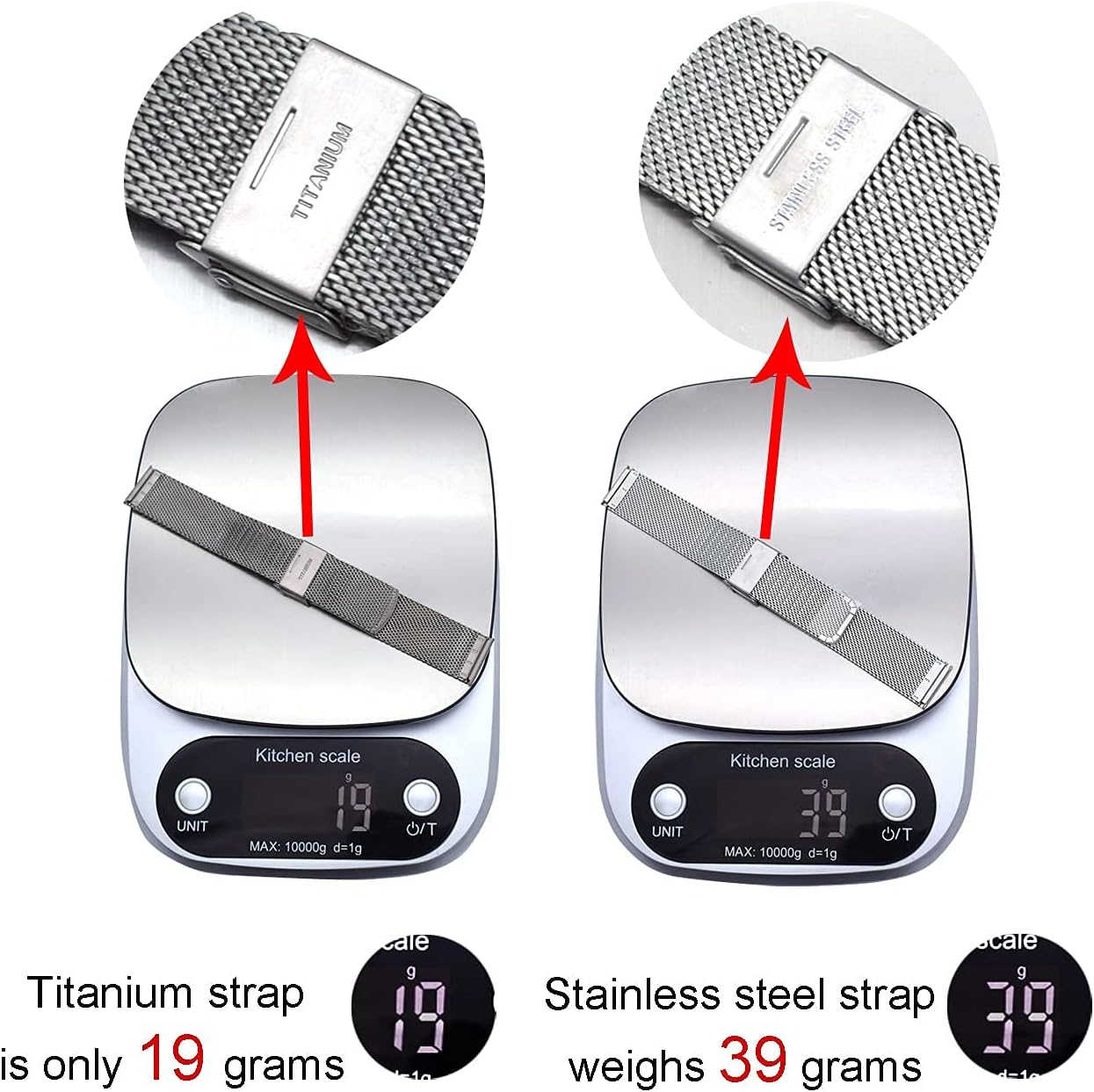 THEAGE Titanium Mesh Watch Band for Mens Women, Mesh Watch Straps