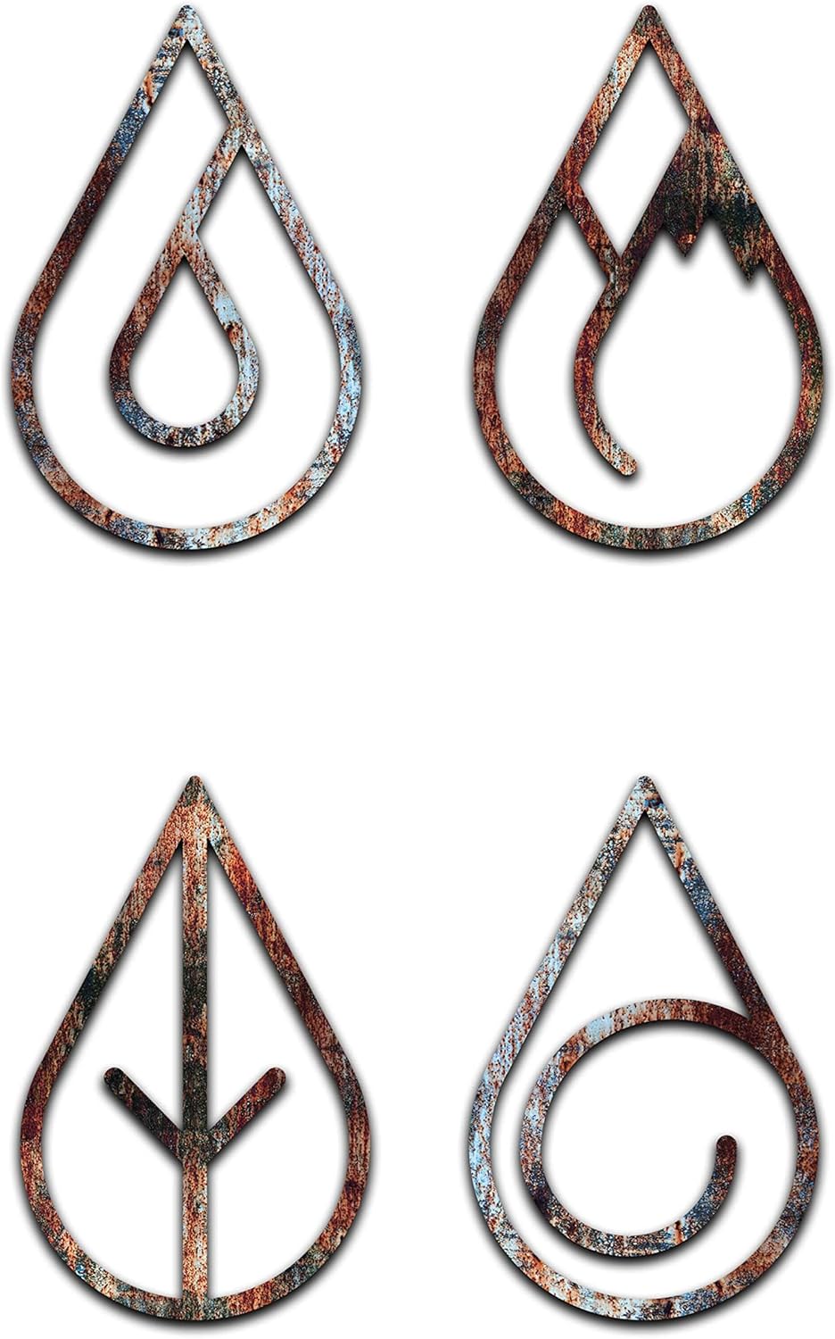 Venovez Four Elements, (Metal - Wood) Wall Art Metal Wall Decoration Home Office Living Room Bedroom Indoor And Outdoor Metal Wall Art, Minimalist wall art (Wood, Rusty) : Home & Kitchen