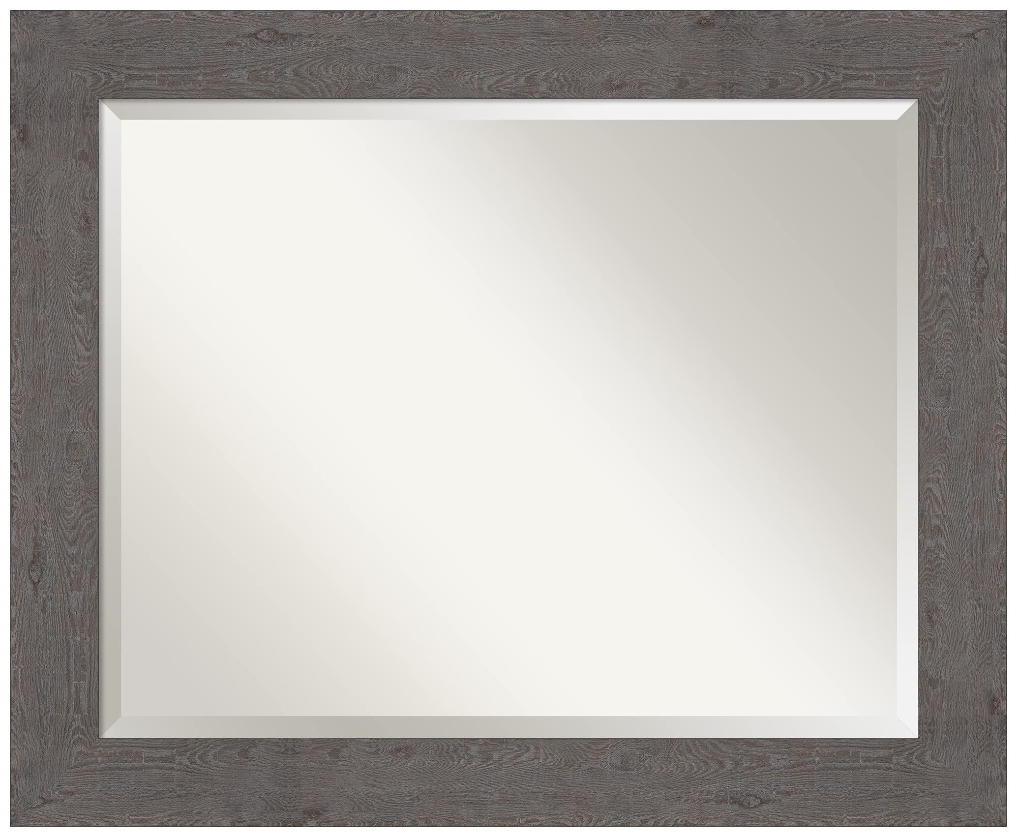 Amanti Art Bathroom Mirror, Rustic Plank Grey Wall Mirror for use as Bathroom Vanity Mirror Over Sink (27.5 x 33.5 in.) Beveled Mirror, Grey Mirror, Country Rustic Mirror from WI, USA