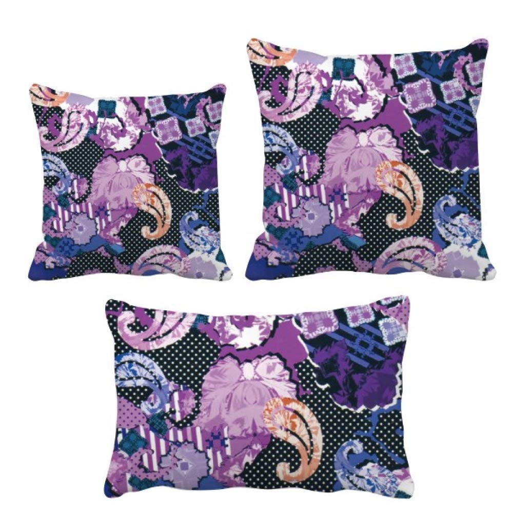 Housse de coussin violette motif feuilles abstrait DIYthinker pour canapé salon