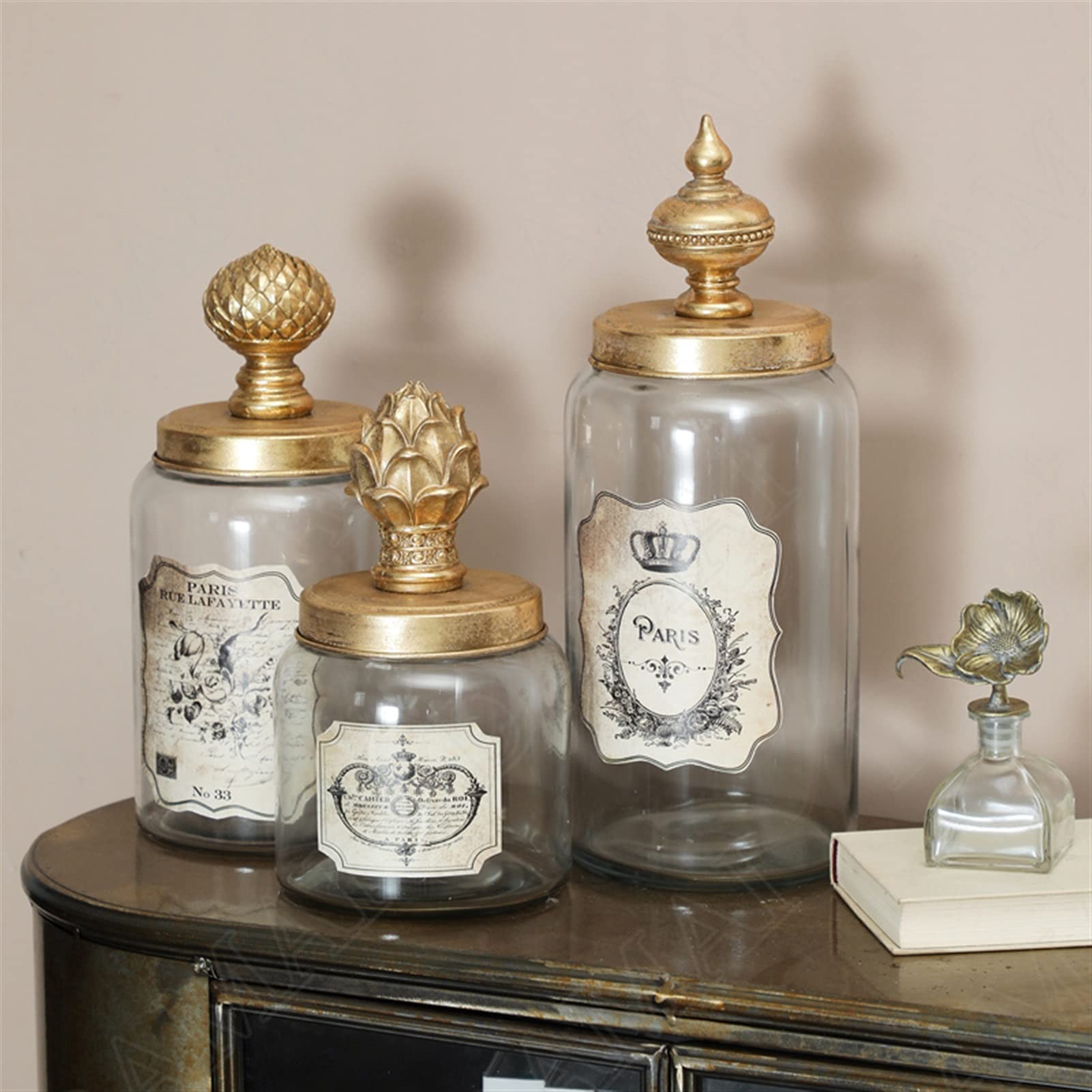 Botes para Alimentos Frascos de vidrio americano con sello de tapa Dispensador de cereales retro decorativo caramelo bocadillos Tanque de almacenamiento Decoración del hogar adornos de decoración Bote