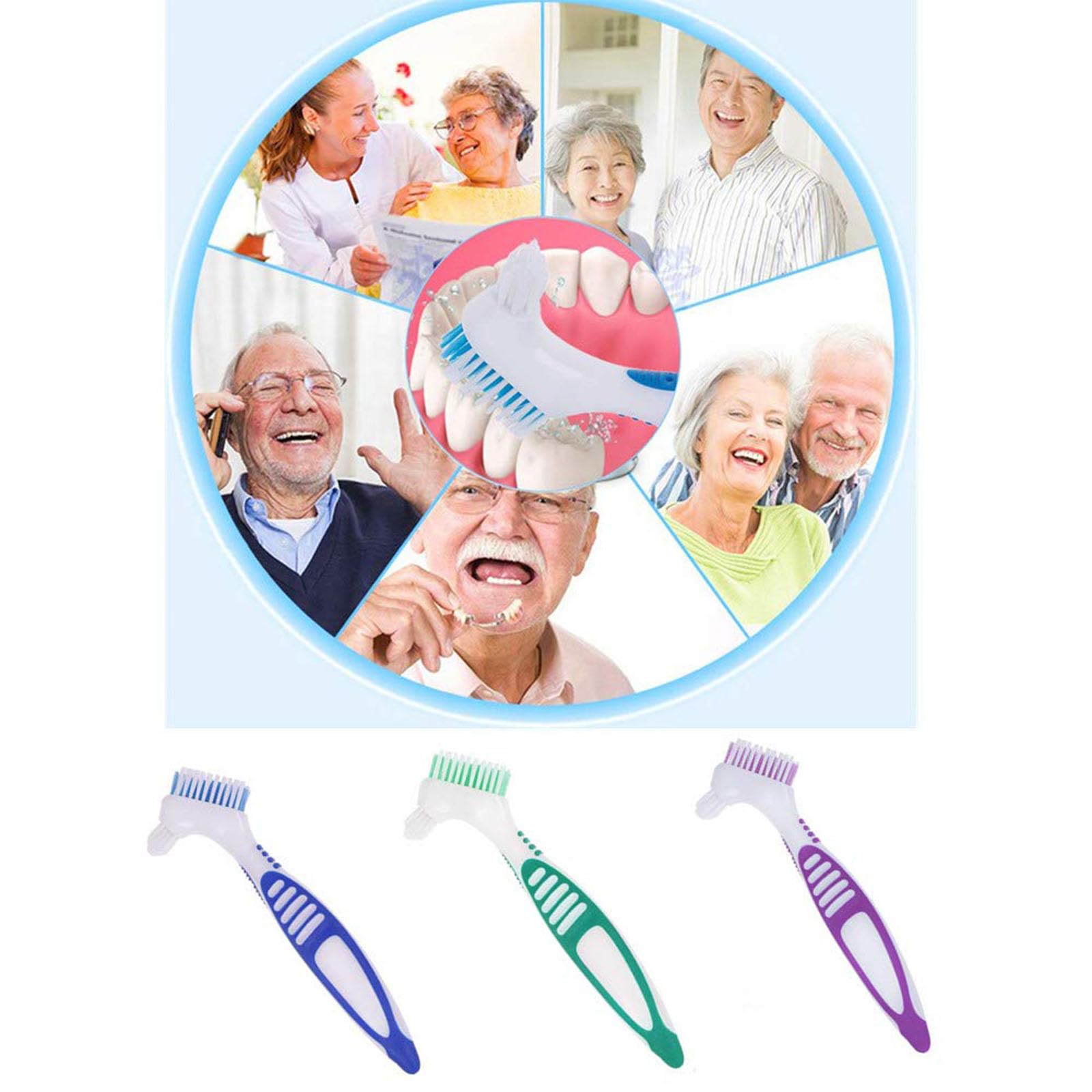 3PCS Denture Cleaning Brush Set, Aligner and Retainer Cleaner Tool, Mouthpiece Toothbrush with Ergonomic Handle 2