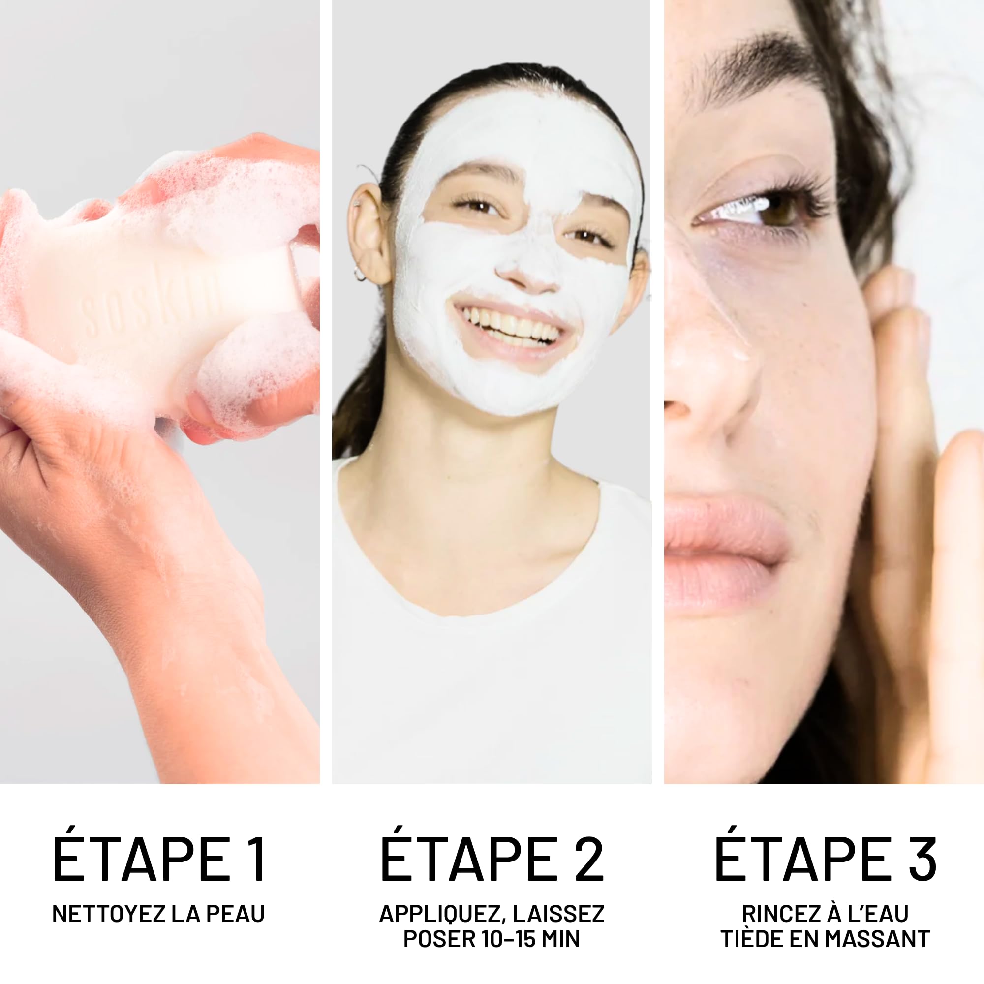 Soskin - Maschera viso levigante a doppia azione e scrub esfoliante - Raffina i pori e uniforma il tono della pelle - Aiuta a ridurre le imperfezioni e levigare la texture della pelle ruvida - 75 ml