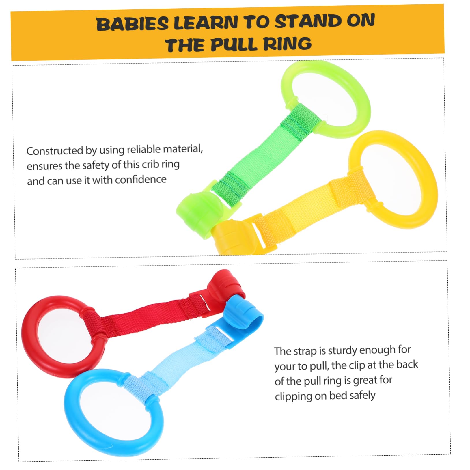 Toyvian Walking Assist Tools 8pcs Crib Hanging Pull Rings Baby Pull Rings for Playpen Safe