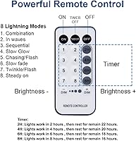 Vista 6 de WATERGLIDE Guirnalda de 1000 luces LED de Navidad, 328 pies de cable verde, luces LED decorativas tipo hada con control remoto y 8 modos, resistente