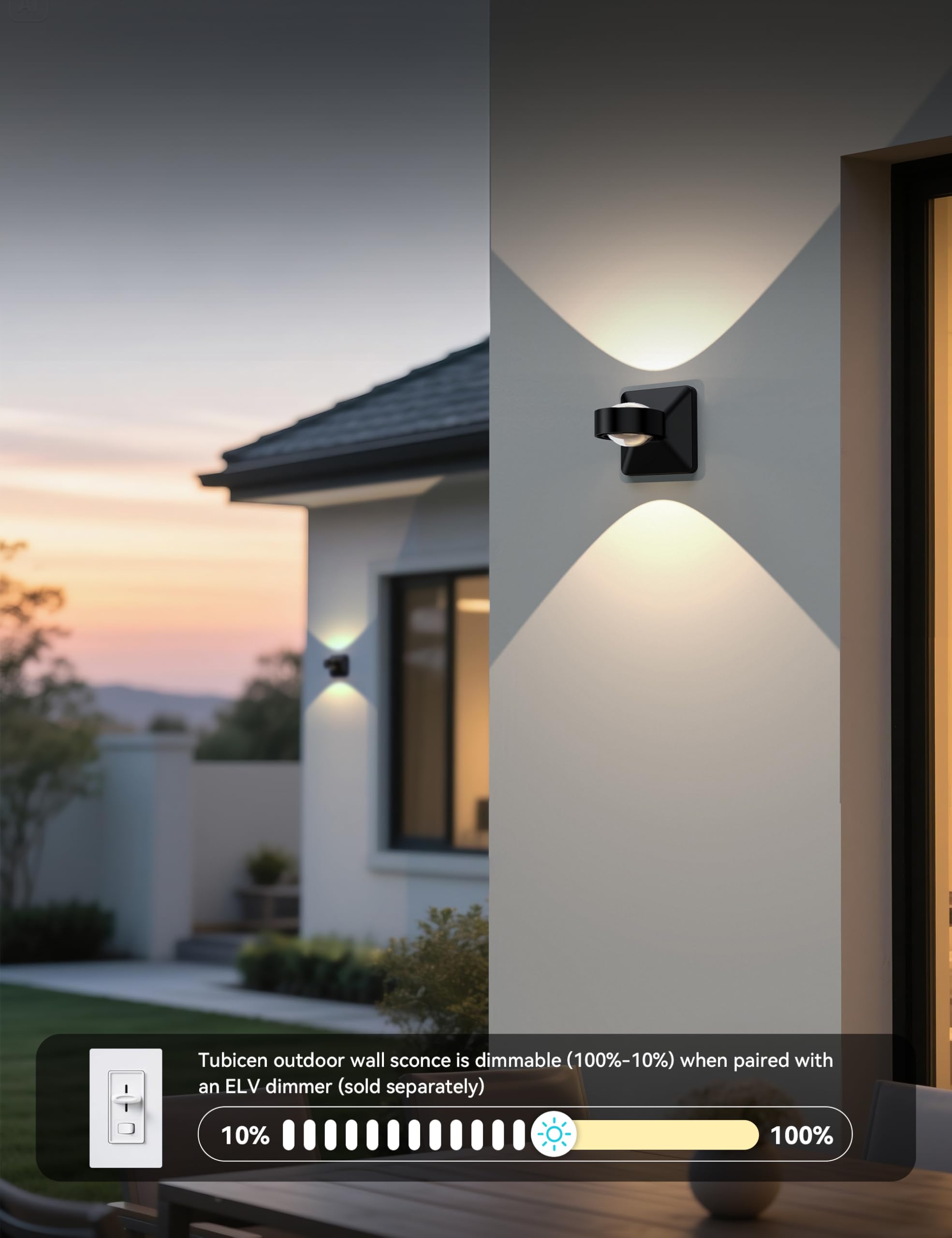 Tubicen Dimmable Outdoor Wall Lights Up Down LED Patio Light Fixtures High IP65 Waterproof Exterior Wall Lighting for — view 4