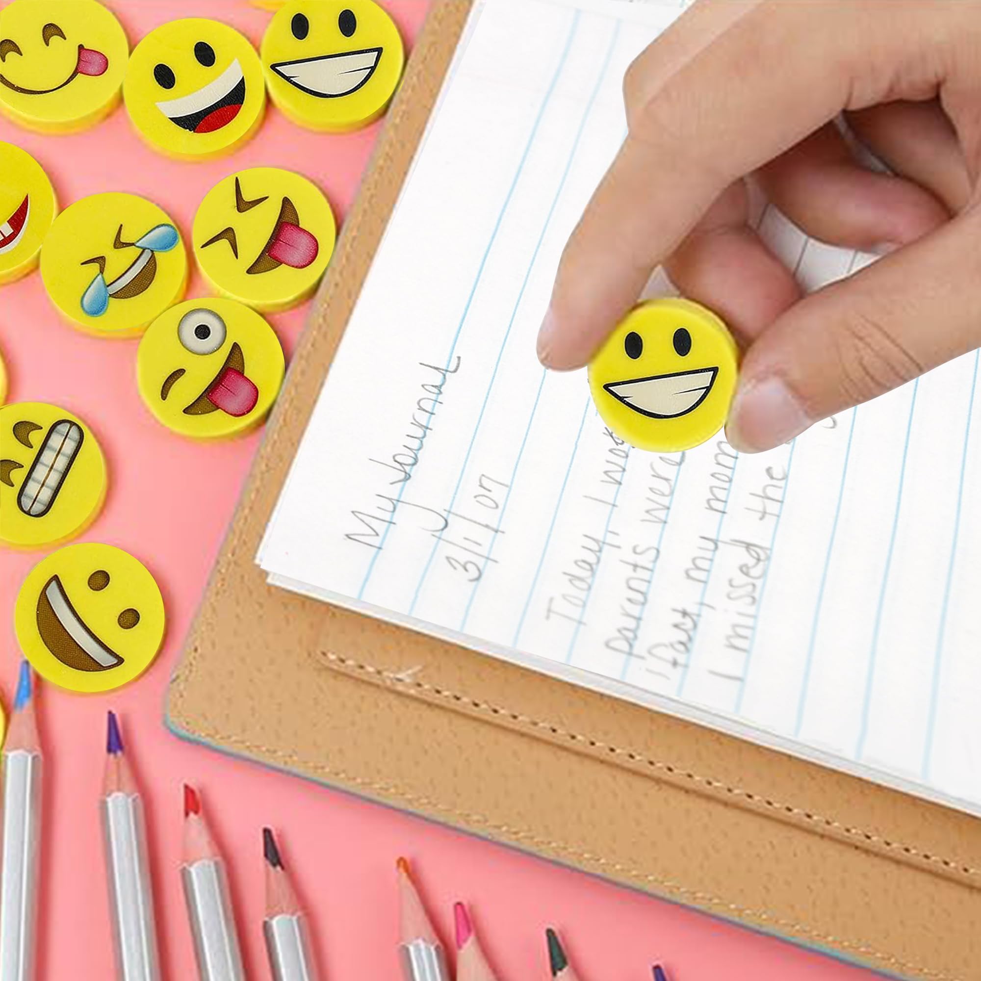 Emoji Emoticon Gomma 144 Pezzi Cancellare Matita Set Emoticon Erasers per Festa Bambini Compleanno Battesimo Natale Regalo