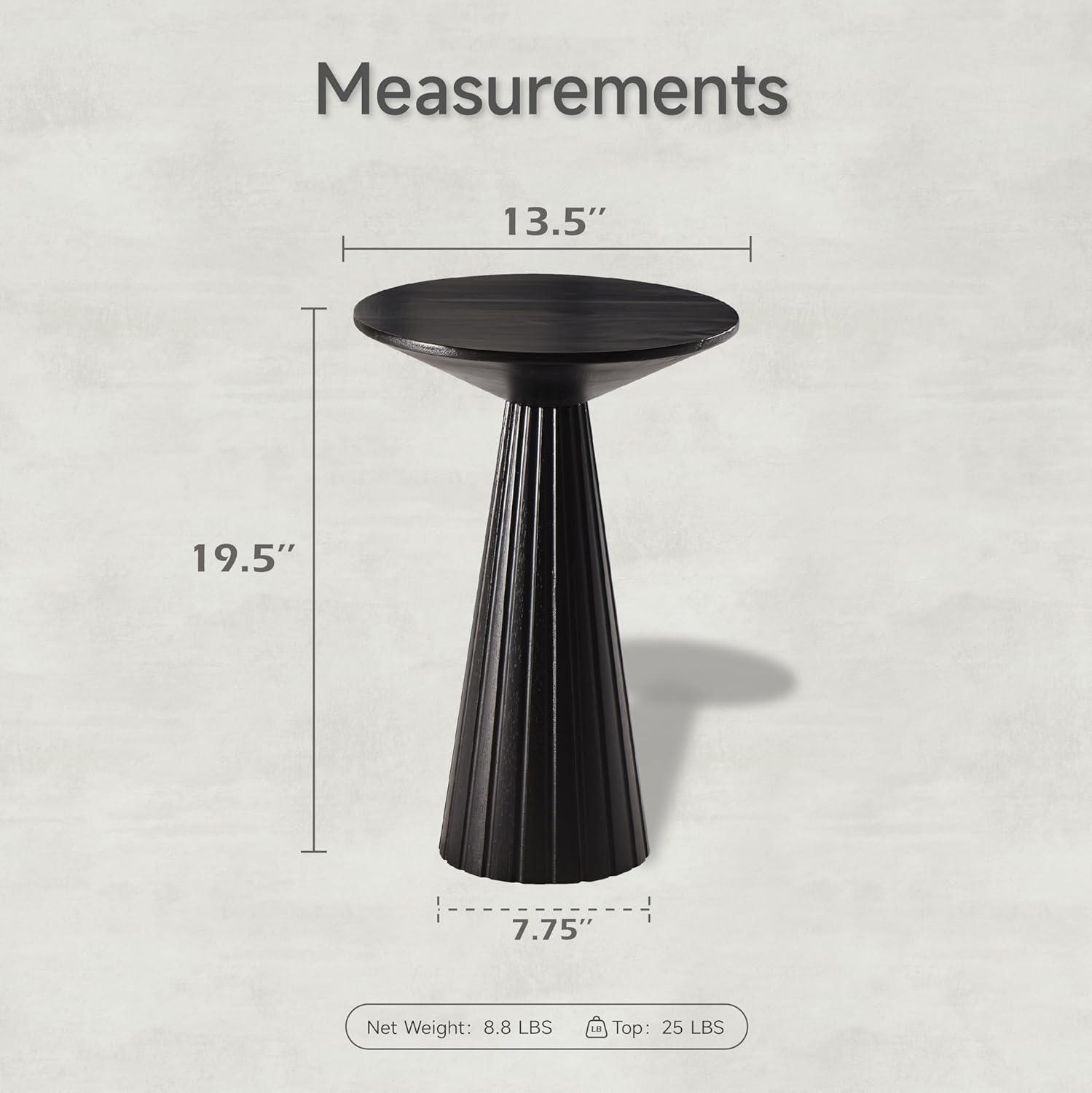 COZAYH Rustic Pedestal End Table, Farmhouse Round Martini Table Wood Plant Stand Drink Table for Small Space Living Room, Bedroom, Black