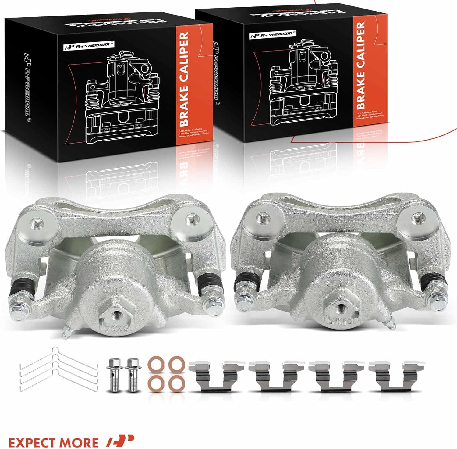 A-Premium Disc Brake Caliper Assembly with Bracket Compatible with Honda CR-V CRV 2005-2006, Civic 2012-2015 & Acura ILX 2013-2015, 2.4L - Front Driver and Passenger Side, 2-PC Set