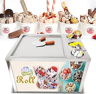 Kolice commercial 45x45cm (18x18 inches) tabletop single square ice pan with 3 tanks fried ice cream machine, roll ice cream machine, AUTO DEFROST and PCB of smart AI temp. controller