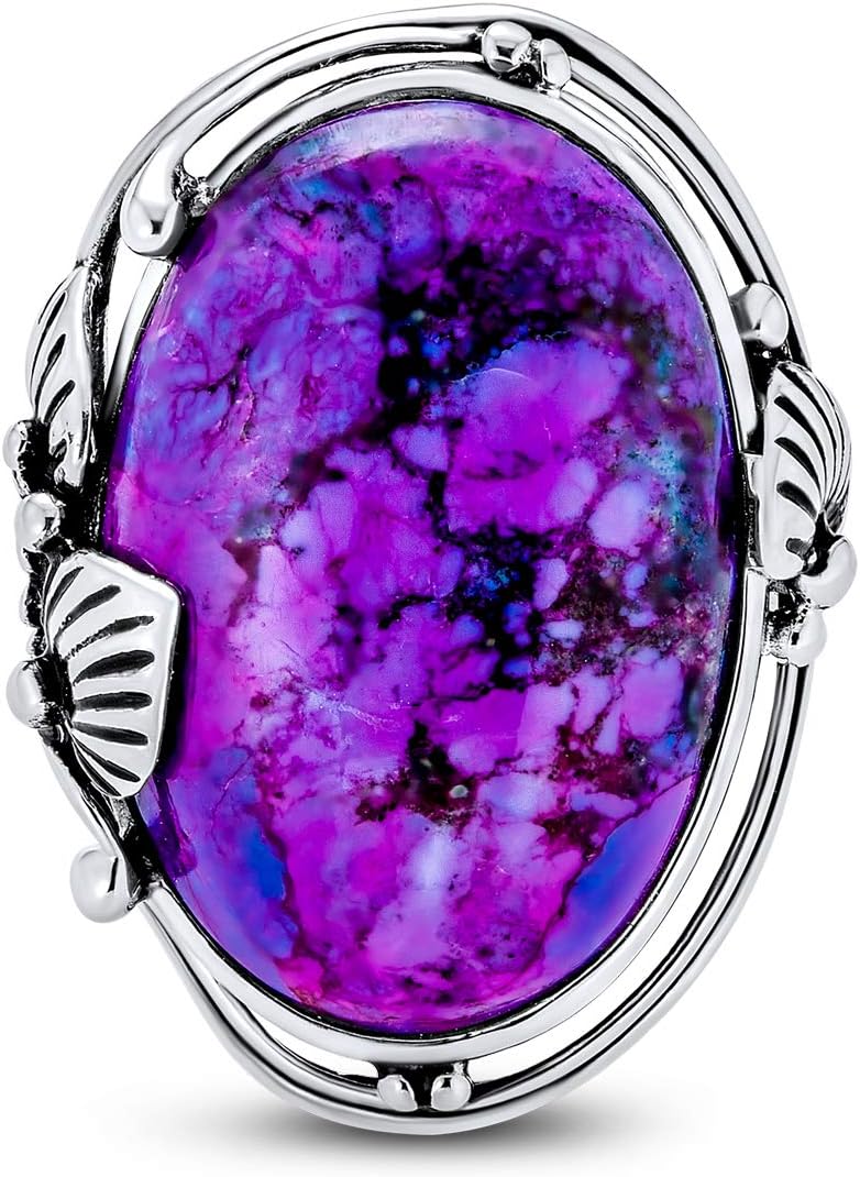 South Western Native American Style Leaf Large Oval Gemstone Boho Turquoise Moonstone Statement Ring Western Jewelry For Women .925 Sterling Silver