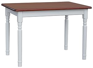 k koma Calvados - Mesa de comedor (100 x 60 cm, madera de pino maciza, estilo rústico), color blanco y miel