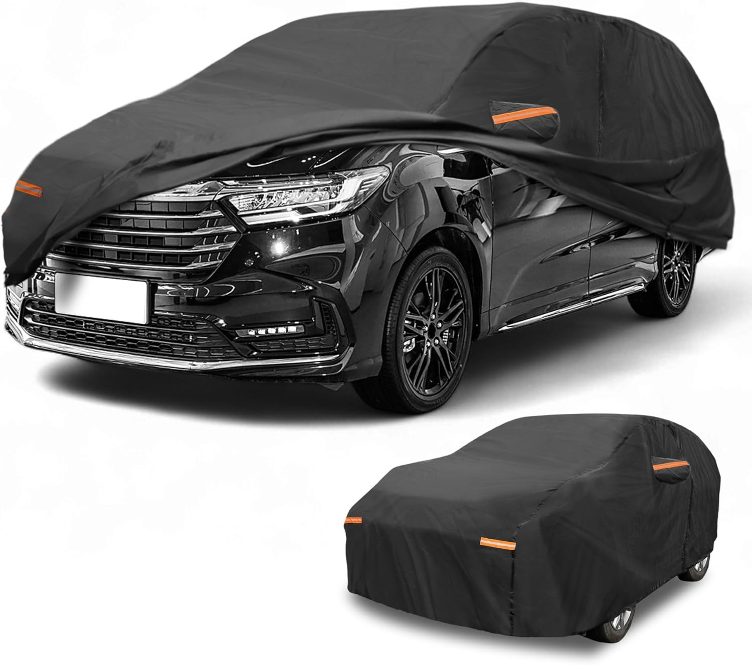 Car Cover Waterproof All Weather Sun Rain Protection Full Exterior Cover for Honda Odyssey Black with Left Side Zippers