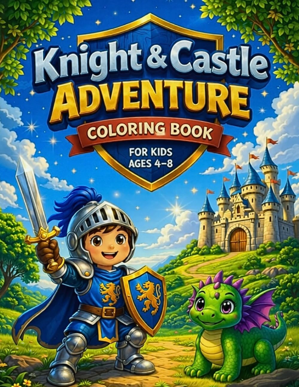 Knight & Castle Adventure Coloring Book: Color 30 Magical Adventures with Knights, Castles & Dragons – Perfect for Ages 4-8
