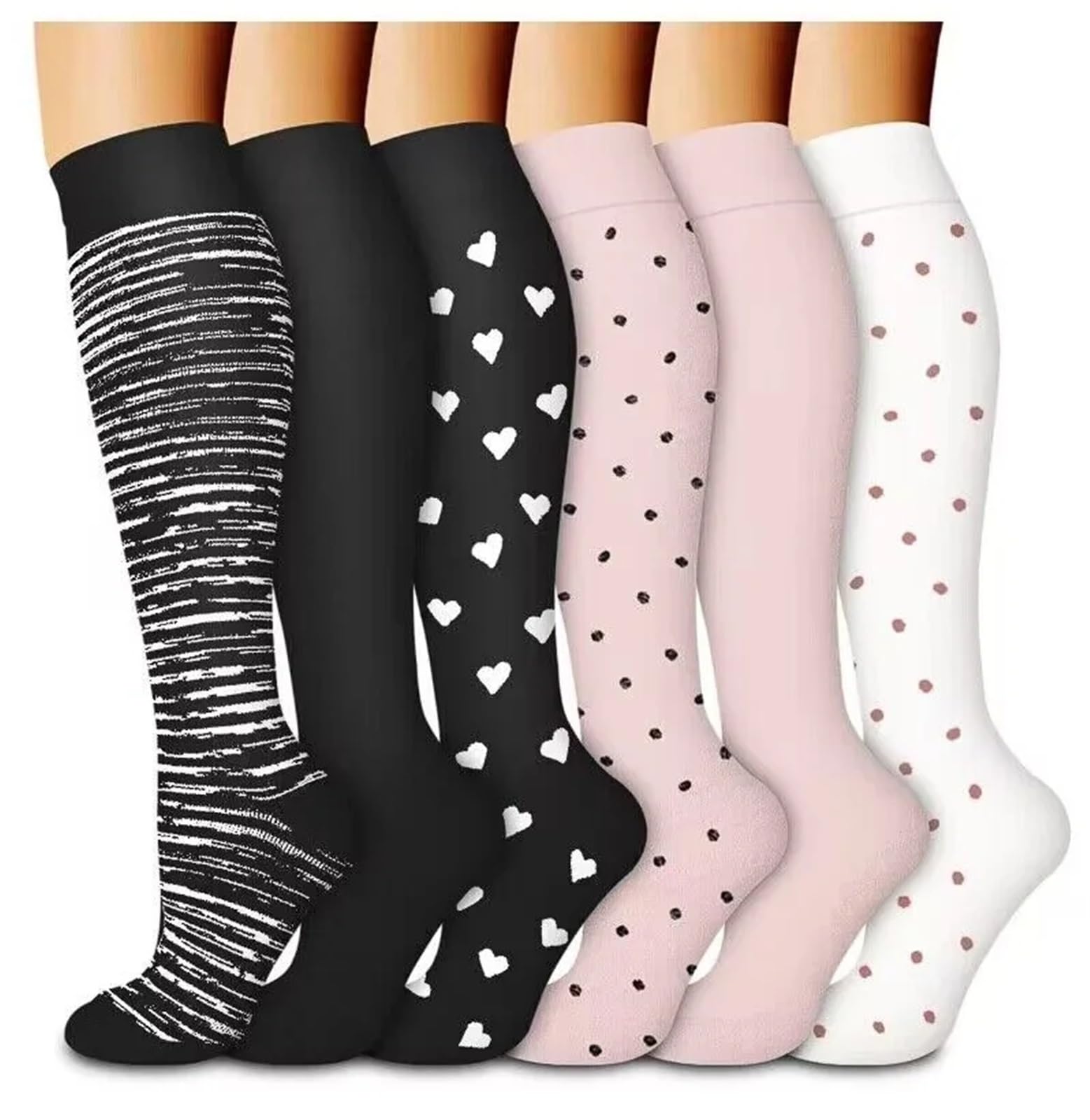 6 Paare/los Kompression Socken Bunte Tiere Wandern Basketball Fußball Krampfadern Druck Nylon Strümpfe Männer Frauen drop schiff(Pink Free Entry Line,S-M)