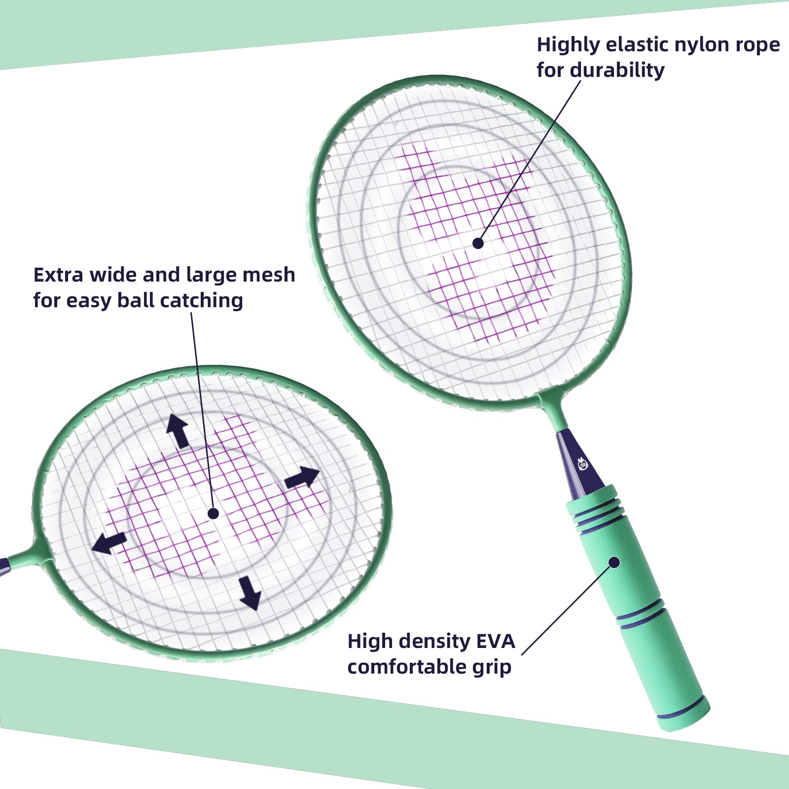 QKTYB Set Da Badminton Per Bambini, 1 Paio Di Racchetta Da Badminton Leggera Per Bambini Giocatori Principianti Indoor E Outdoor Con Borsa Per Il Trasporto