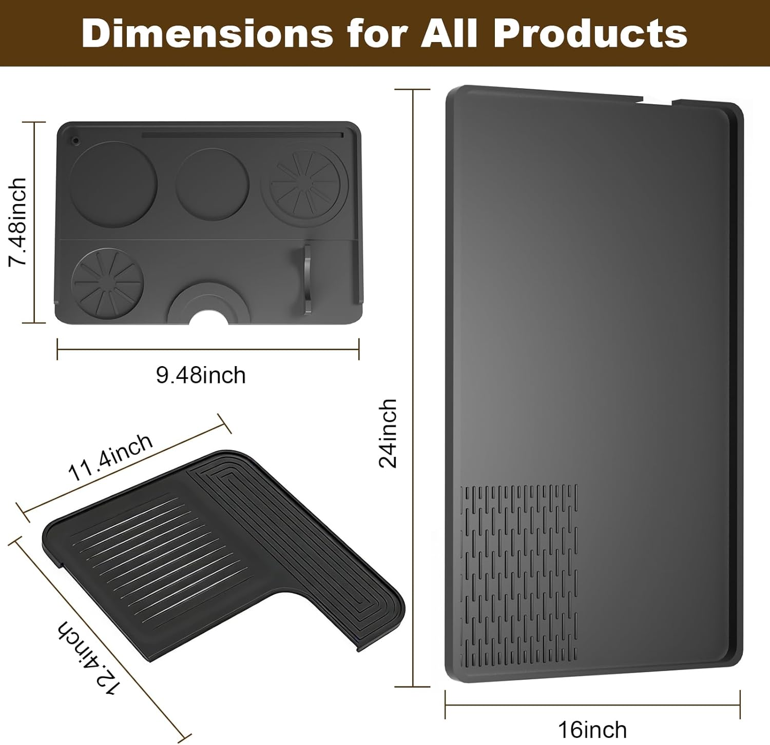 3-in-1 Silicone Coffee Maker Mat for Ninja Luxe ES601 & ES701 24"x16" Coffee Silicone Mat Compatible with Ninja Luxe Cafe Accessories