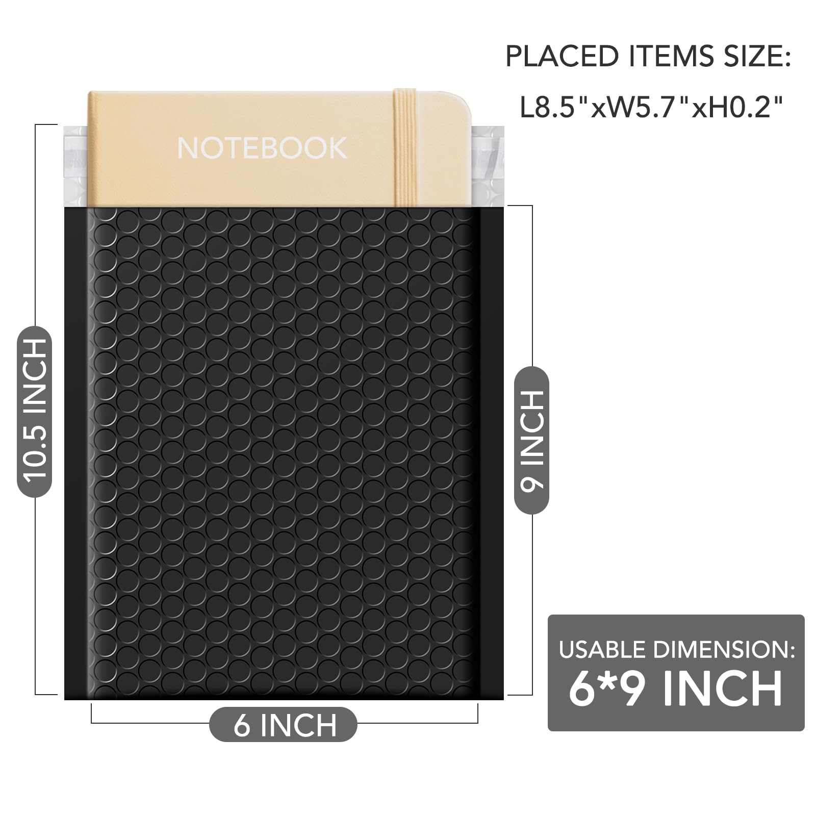 GSSUSA Bubble Mailers 15 x 25 cm Rozmiar użytkowy 15 x 23 cm Czarna poczta bąbelkowa 50 sztuk wyściełanych kopert małe opakowanie koperty pocztowe torby na koperty wysyłka opakowanie zbiorcze