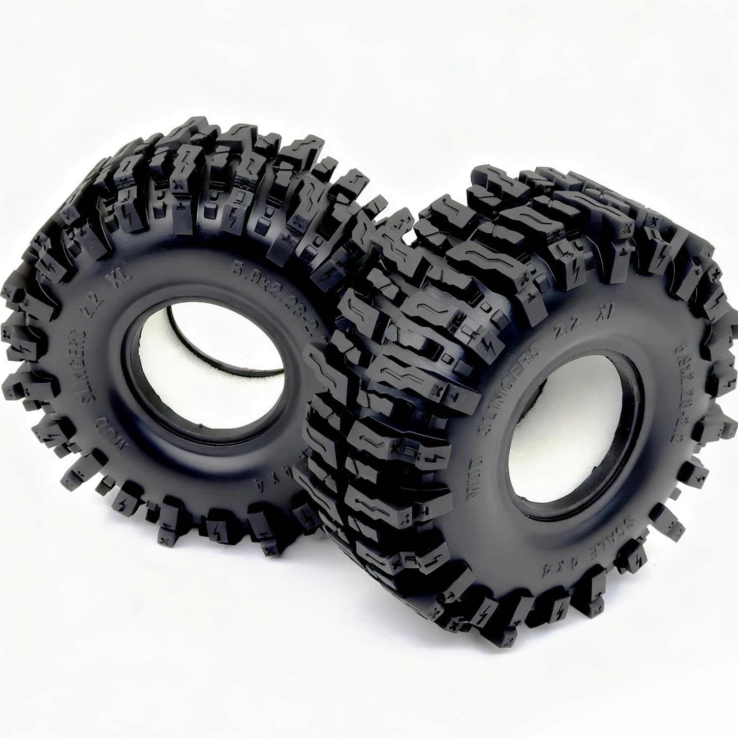 HOBBYSOUL 5.9'' Tall RC 2.2 Crawler Tires - Mud Slingers XL T8 2.2‘’ tire for 1/10 Scale RC Crawler Upgrades, HS701805