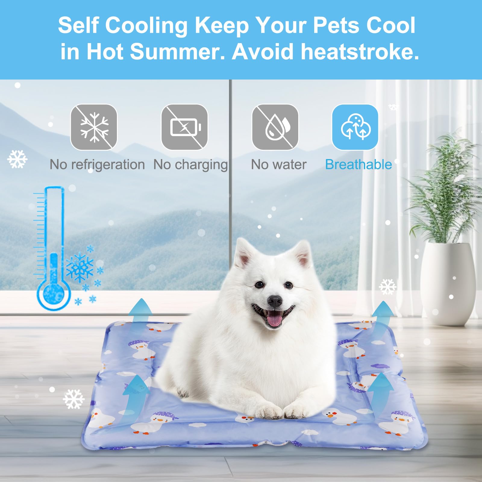 DEWEL Tappetino Refrigerante Cani e Gatti, Materassino Cane 66 x 76 cm, Adatto per Animali Domestici di Peso Inferiore a 15 kg, Raffreddamento Estivo del Lettino per Cani