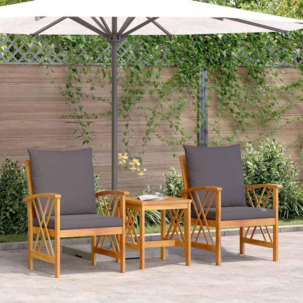 vidaXL Gartensofa-Set mit Kissen 3 pcs Öl-Natur Massivholz Akazie, Garten und Terrasse, modernes Outdoor Lounge-Set, wetterfestes Sofa, Akazienholz Möbel, schicke Terrassenmöbel