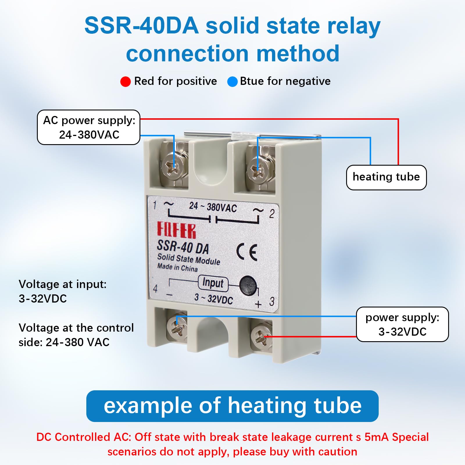 SSR-40DA Relè Stato Solido AYWHP relè Modulo 40A 3-32V DC-AC Relè per Il Processo di Automazione Industriale Elettronica per l'illuminazione