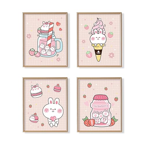 Miniatura 7 de Pink Cute Kitchen Room Decor - Kawaii Japanese Anime Wall Decor for Dining Room - Aesthetic Rabbit Strawberry Posters Prints for Teen Girl Bedroom