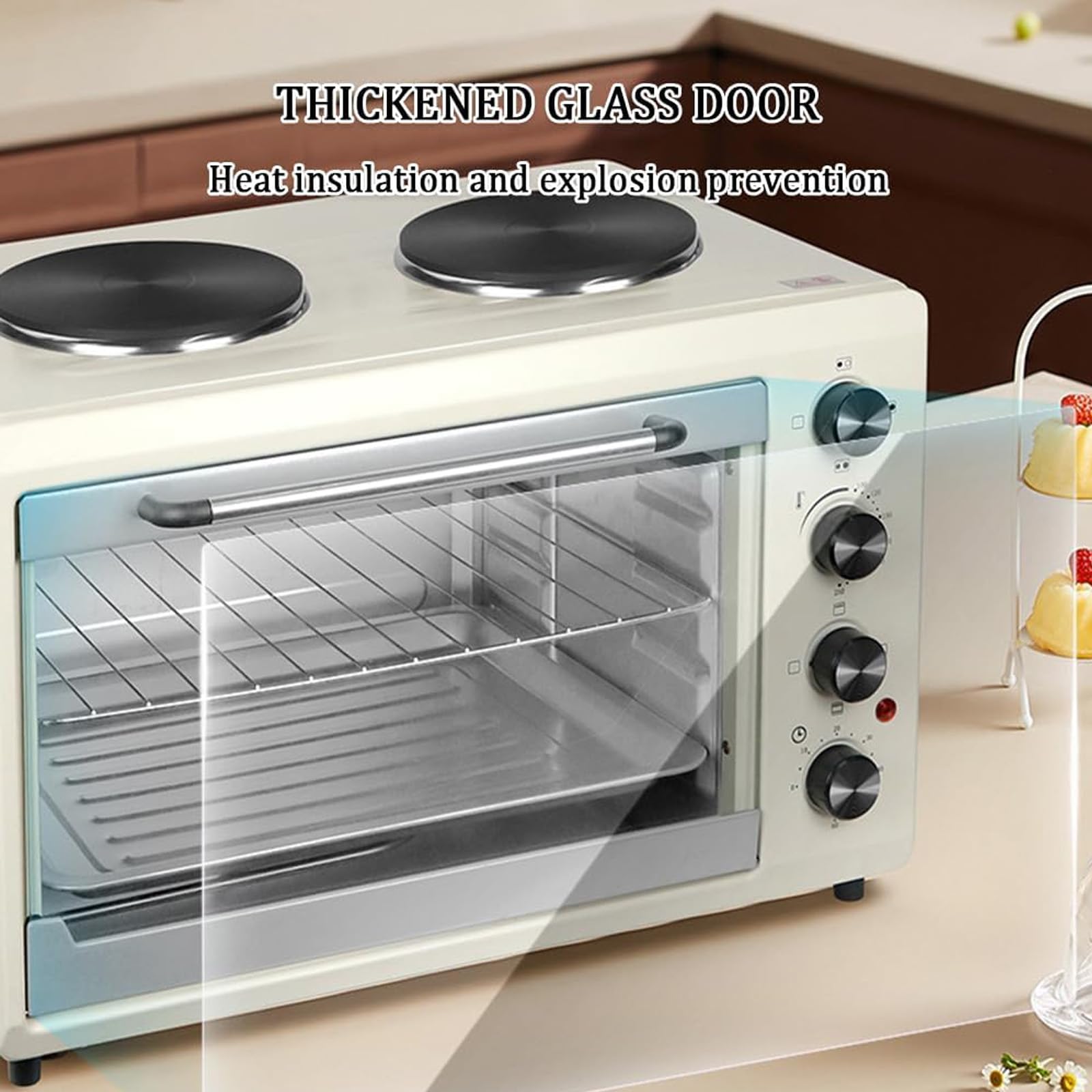 „Piekarnik blatu 2000 W, Mini 56L Elektryczny piekarnik z i regulowaną temperaturą i timerem, multi -funkcyjna kuchenka blatowa do pieczenia grilliny do pieczenia