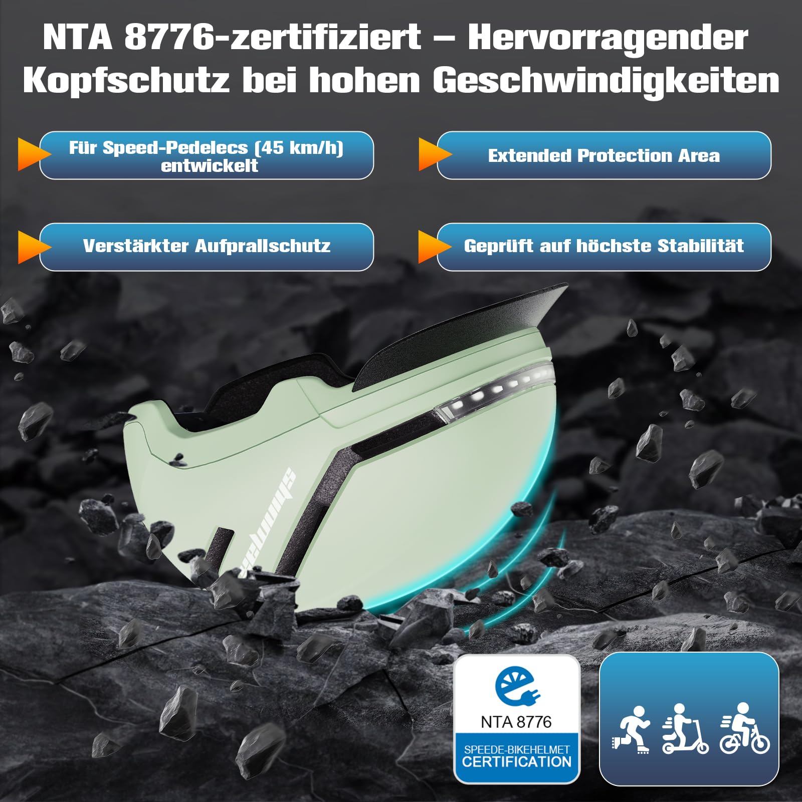 Shinmax Fahrradhelm Damen Herren mit Blinker & Licht, Fahrrad Helm Erwachsene mit USB Wiederaufladbare LED-Rücklicht, Radhelm für E-Bike, S-Pedelec, Scooter